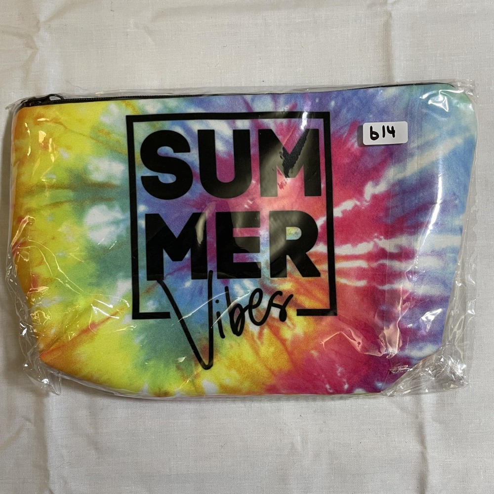 The Pouch Cosmetic Bag Unisex Small Multicolor NWT Tie Dye Summer Vibes Graphic